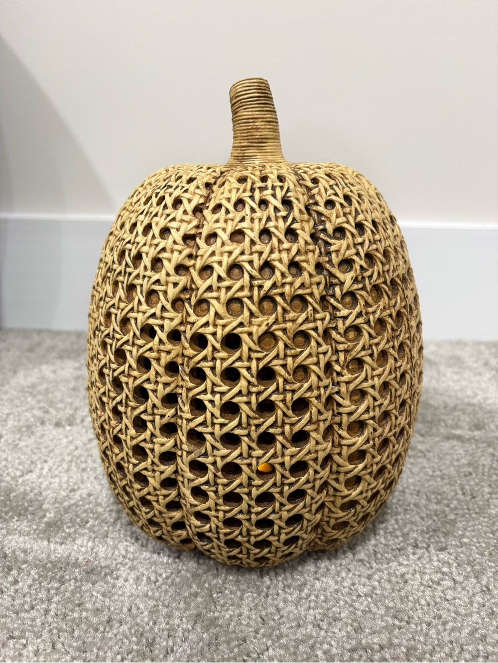 Natural Woven faux Rattan Decorative Pumpkin - Beige